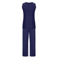 thumbnail image 4 of Summer Lounge Sets for Women qolati Casual Sleeveless Tank Tops High Waist Wide Legs Pants Sweatsuit Matching Set Y2k Fashion Steetwear Tracksuit Women 2 Piece Outfits, 4 of 7