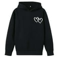 thumbnail image 4 of Girls Double Heart Print Hoodies Long Sleeve Hooded With Pocket Sweatshirts Kids Black 2 Y-3 Y, 4 of 4