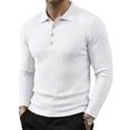 thumbnail image 2 of Trgacdwlo Knit Mens Polo Shirt V Neck Button Long Sleeve Shirt Men Ribbed Stretchy Dressy Casual Mens Golf Polo Shirts White M, 2 of 8