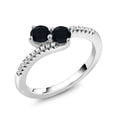 thumbnail image 2 of Gem Stone King 925 Sterling Silver Black Onyx Bypass Ring for Women (0.68 Cttw, Gemstone December Birthstone, Round 4MM, Available in Size 5, 6, 7, 8, 9), 2 of 4