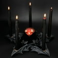 thumbnail image 5 of Gothic Bat Candle Holder - 7" Wide Pentagram Chime Candlestick with Bats for Halloween & Wiccan Decor - Black Resin Taper Candle Holder for Spooky Tablescapes, 5 of 9