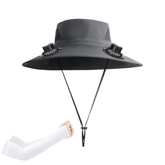 Cooling Fan Hat Summer Fisherman Sun Hat with Solar & USB Charging,Strong Airflow Breathable Cooling Hat for Outdoor Work Gardening Hiking