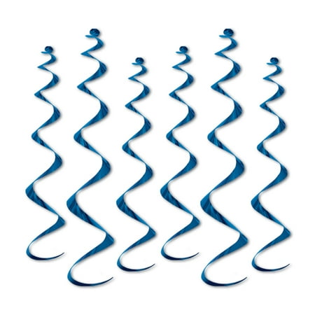 Beistle 4" - 24" & 2" - 36" Twirly Whirls Blue 18/Pack 50065-B