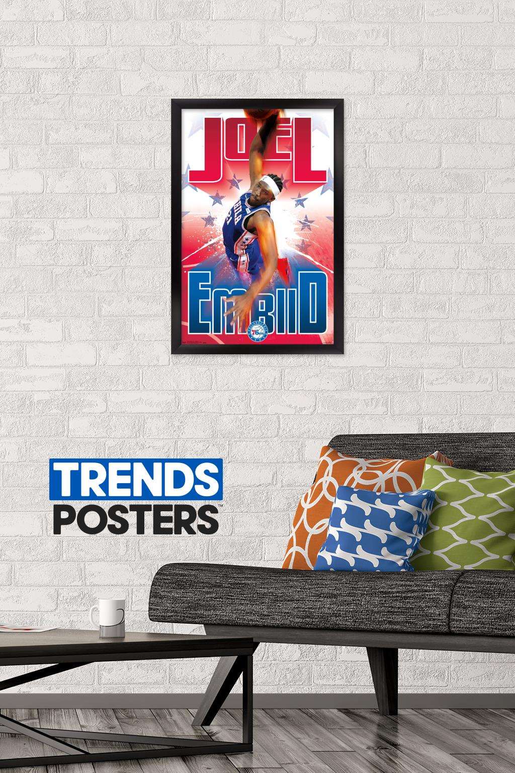 NBA Philadelphia 76ers - Joel EmbIId 17 Wall Poster, 14.725" x 22.375", Framed
