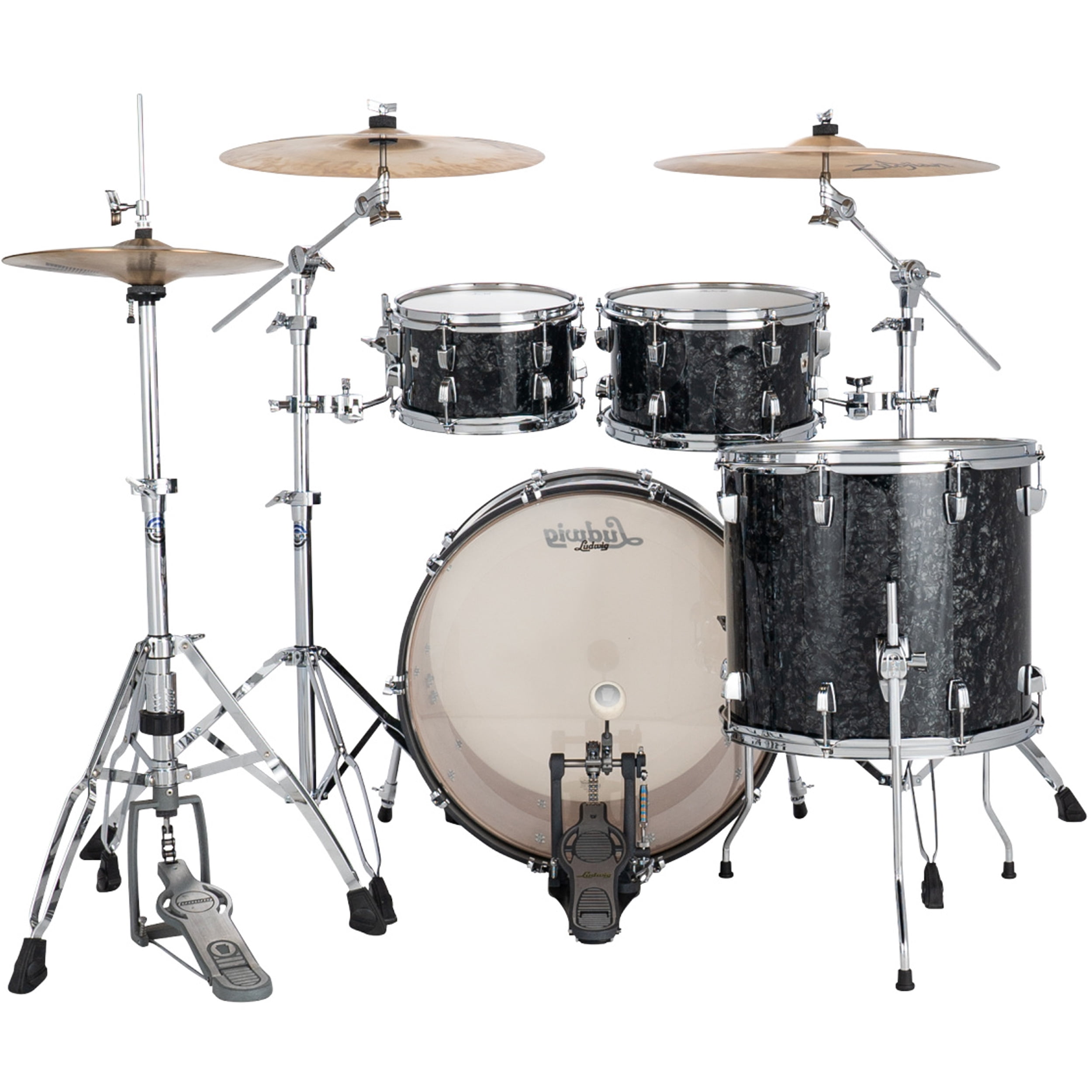 Ludwig NeuSonic 4-Piece Rapid Mod Shell Pack With 22" Bass Drum Ebony Pearl