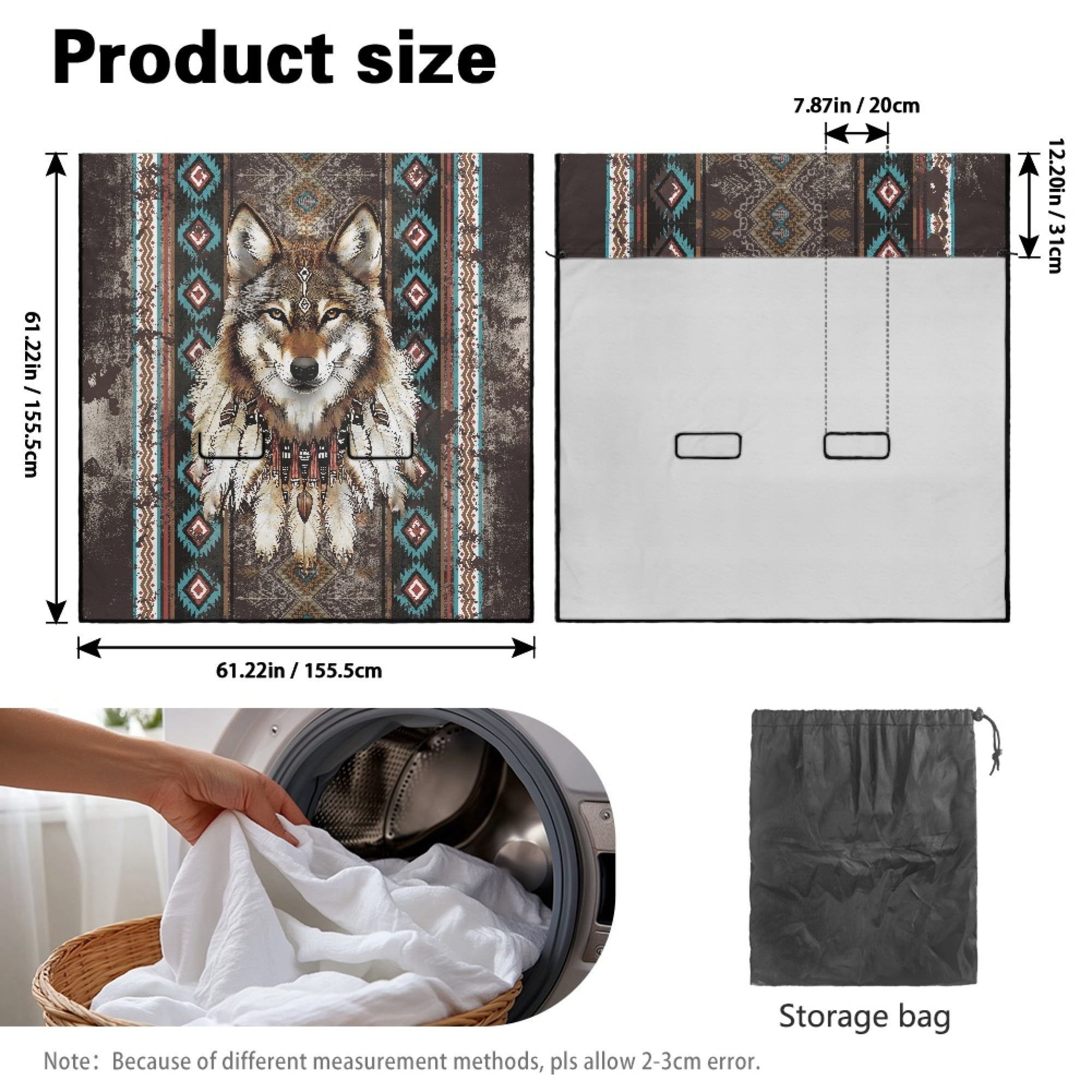 Drydeepin Aztec Indian Tribe Wolf Car Back Seat Cover, Rear Bench Seat Towel Cover for Truck SUV Van Sedan, Saddle Blanket After Gym Workout Hiking, Car Accessories for Women Men