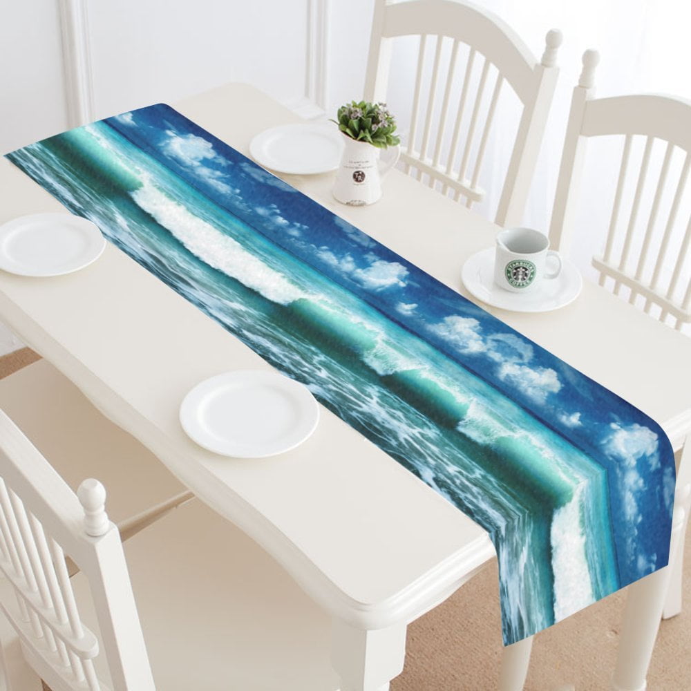 MYPOP Ocean Wave Table Runner Placemat 16x72 inches, Caribbean Sea ...
