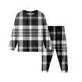 thumbnail image 1 of Pyjamas de Noël pour Enfants Père Noël Col Rond Manches Longues Confort Ensemble Haut Pantalon Pyjamas de Vacances pour Enfants Gris Foncé Imprimé Ensemble 130/7T, 1 of 2