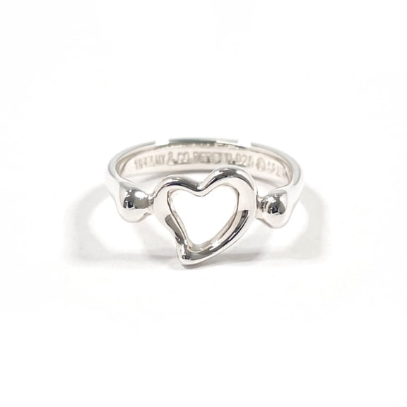 Pre-Owned TIFFANY&Co. Tiffany Open Heart Elsa Peretti Ring, Sterling Silver 925, Size 9,...