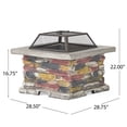 thumbnail image 5 of 28" Stone Gray Outdoor Fire Pit Table - Wood Burning Fire Pit with Lid & Poker Tool (28.75"W X 28.5"D X 22"H) Five, 5 of 9