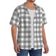 thumbnail image 2 of Balery Gray Checkboard Camisa Casual de Manga Corta con Botones para Hombre, Texturizada, Estilo Cubano, para Playa, Verano-Large, 2 of 5