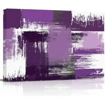 Geometric Purple Wall Art For Living Room/Bedroom, Canvas Bathroom Decor Wall Art Kitchen Office Framed Wood Oil Painting Picture, Contemporary Abstract Painting White 12"x16"