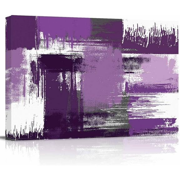 Geometric Purple Wall Art For Living Room/Bedroom, Canvas Bathroom Decor Wall Art Kitchen Office Framed Wood Oil Painting Picture, Contemporary Abstract Painting White 12"x16"