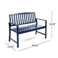 thumbnail image 4 of Tcbosik Outdoor Wood Bench, 48 Inch Loveseat with Armrest and Backrest for Poolside, Backyard, Balcony, Porch, Deck, Garden, Blue, 4 of 11