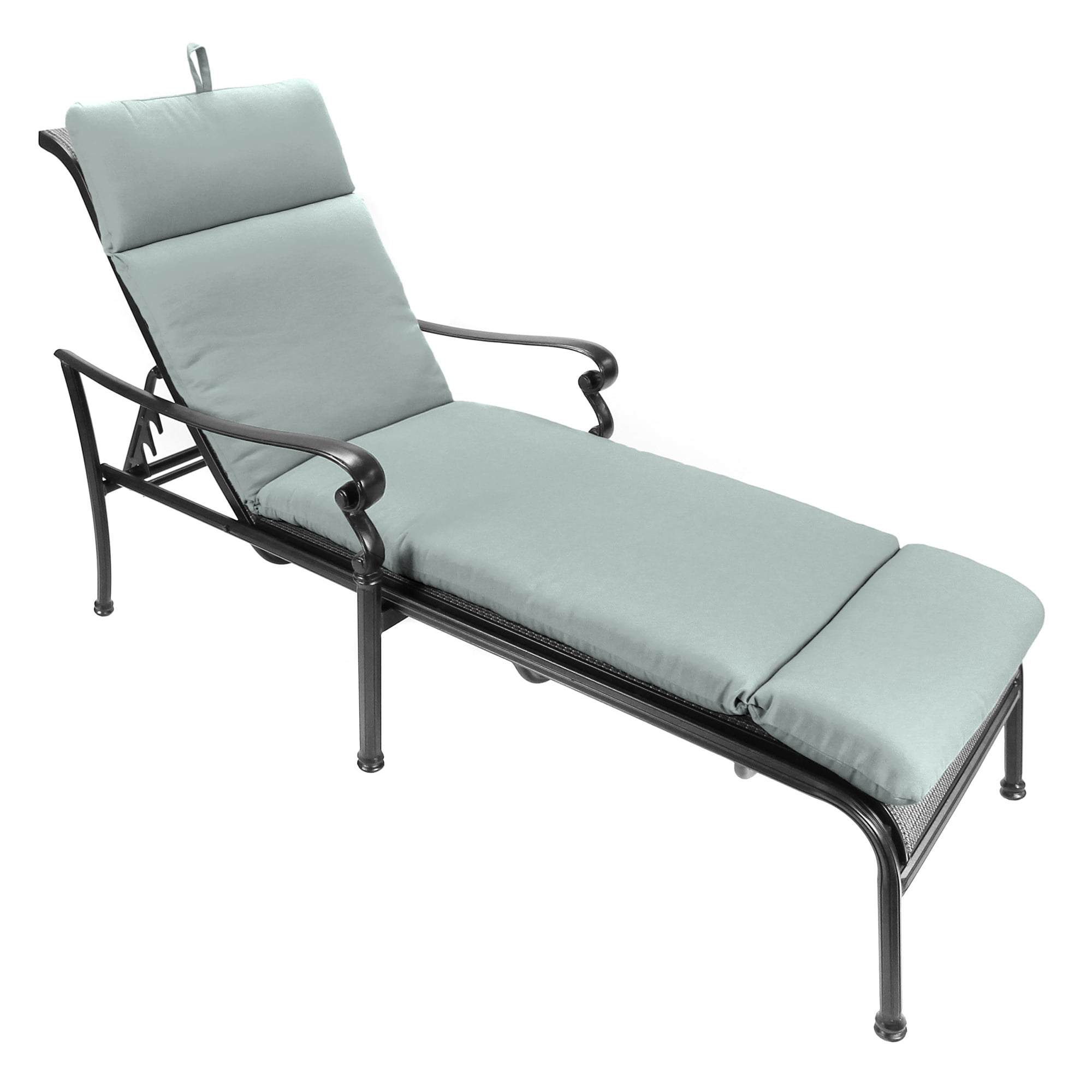 Jordan Manufacturing Sunbrella 74" x 22" Cast Silver Gray Solid Rectangular Outdoor Chaise Lounge Cushion with Ties and Hanger Loop