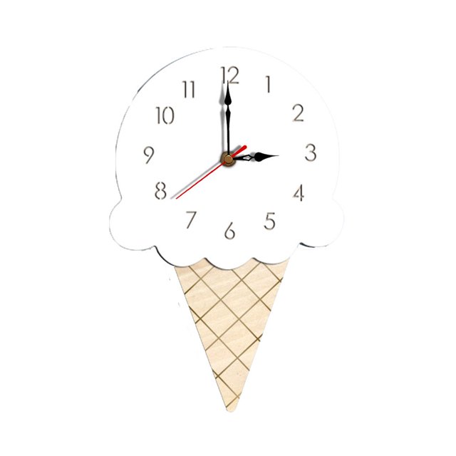 Japceit Ice Cream Wall Clock Silent Wooden Clock for Home Living Room