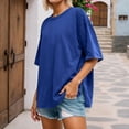 thumbnail image 2 of Krdevn Women's Casual Loose Fit Patch Back Design Short Sleeve Round Neck T Shirt Comfortable Pure Color Blouse Top for Daily Wear,Women's Tops, Tees & Blouses,Size:M, 2 of 7
