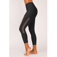 thumbnail image 2 of ABPHQTO Leggings deportivos de yoga de cintura alta con empalme lateral de malla negra para mujer con bolsillo para teléfono, 2 of 5