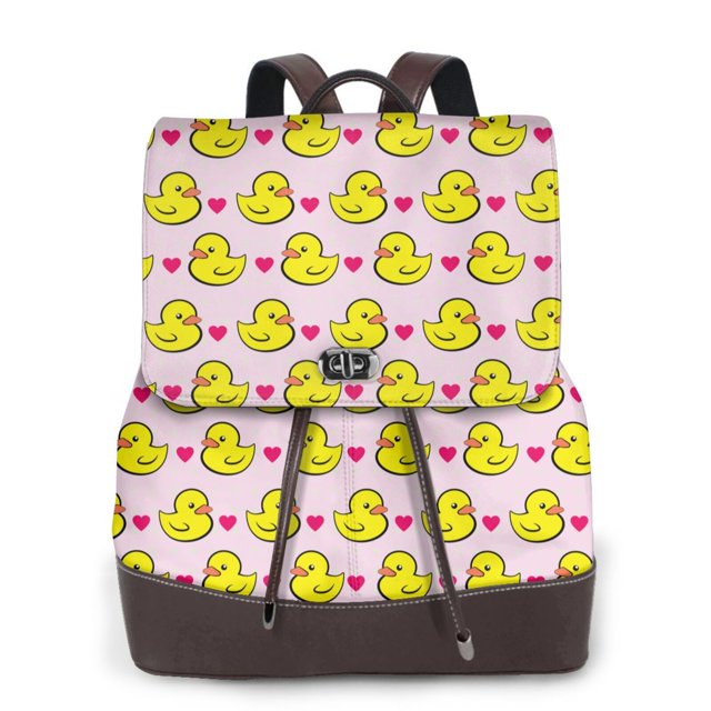 Fotbe Ducks And Pink Heart Mochila Bolso con Estampado para Mujer, Mochila Antirrobo de Nylon Impermeable, Bolsa Ligera de Hombro