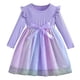 thumbnail image 1 of Odeerbi Niñas Lentejuelas Vestido Tul Arco Iris Primavera Otoño Vestido Manga Larga Lazo Cuello Redondo Malla Splicing, 1 of 4