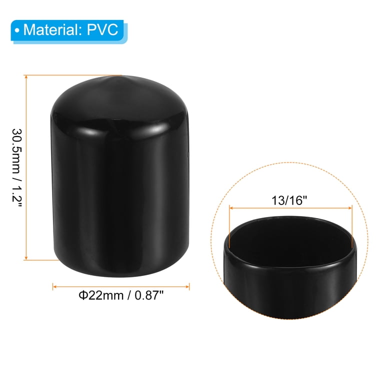 uxcell 10pcs Rubber End Caps 16mm ID Vinyl Round End Cap Cover Screw Thread Protectors Black