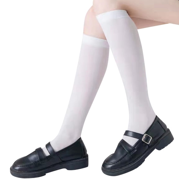 Krdevn Girls' Knee-High Socks - Breathable Summer Thin Socks with Lace Trim, Cute Ribbed Design for School & Play,Size:3-6 Years