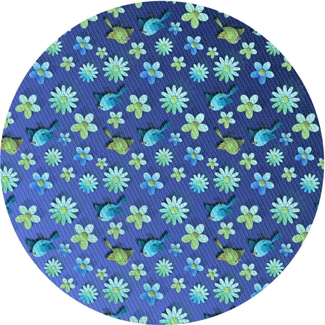 Ahgly Company Tapis d'Intérieur Lavable en Machine Carré Transitionnel Bleu Bleuet, 3 Pieds Carré