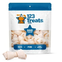 Rawhide Bones Chews 3-4" (50 Count) Premium Beef Hide Dog Bones | Free Range Grass Fed Cattle with No Hormones, Additives or Chemicals by 123 Treats