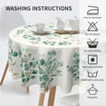 thumbnail image 4 of Spring Summer Round Tablecloth 60x60 Inch Watercolor Green Eucalyptus Leaf Floral Decorative Table Cloth Washable Polyester Fabric Farmhouse Holiday Tablecloths for Home Kitchen Party Dinner Decor, 4 of 6