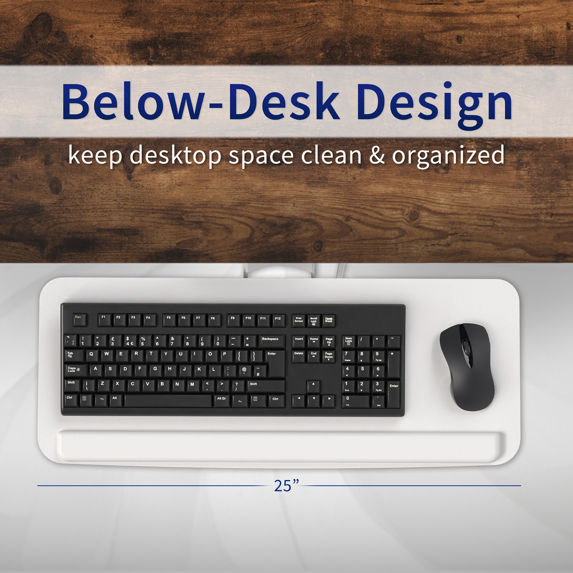 VIVO White Adjustable Computer Keyboard & Mouse Platform Tray Under Desk Mount