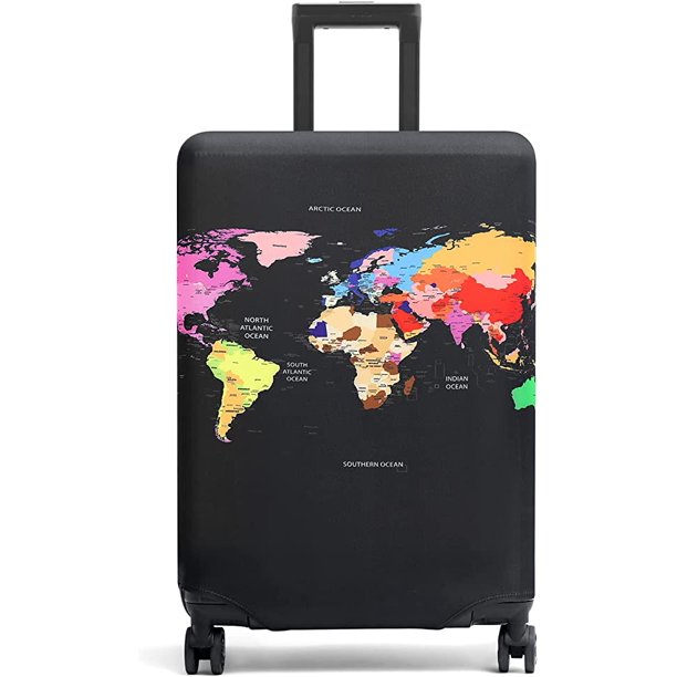 Funda para maleta con mapa del mundo, funda protectora para equipaje de carbón de bambú de 28 pulgadas, funda protectora transparente de poliéster para equipaje de viaje JM MX-0134468FYD
