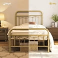 thumbnail image 5 of LInyy Twin Size Metal Bed Frames with Vintage Headboard and Footboard, Farmhouse Metal Platform Bed, Heavy Duty Steel Slat Support, Ample Under-Bed Storage, No Box Spring Needed, Antique Gold, 5 of 9