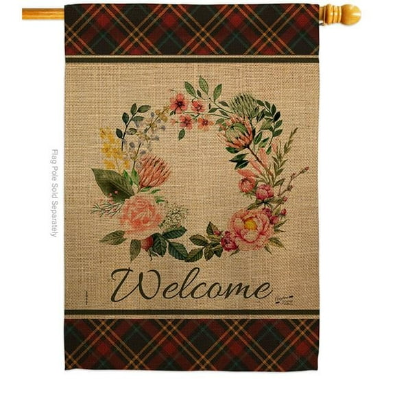 Angeleno Heritage H137242-BO Floral Wreath Double-Sided Garden Decorative House Flag, Multi Color