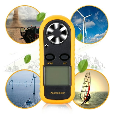 Infrared Temperature Gauge - Digital Anemometer Handheld Thermometer Wind Speed Meter GM816 For Measuring Wind Speed, Temperature