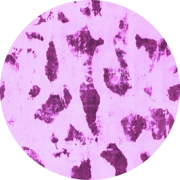 Ahgly Company Indoor Round Abstract Purple Modern Area Rugs, 7' Round
