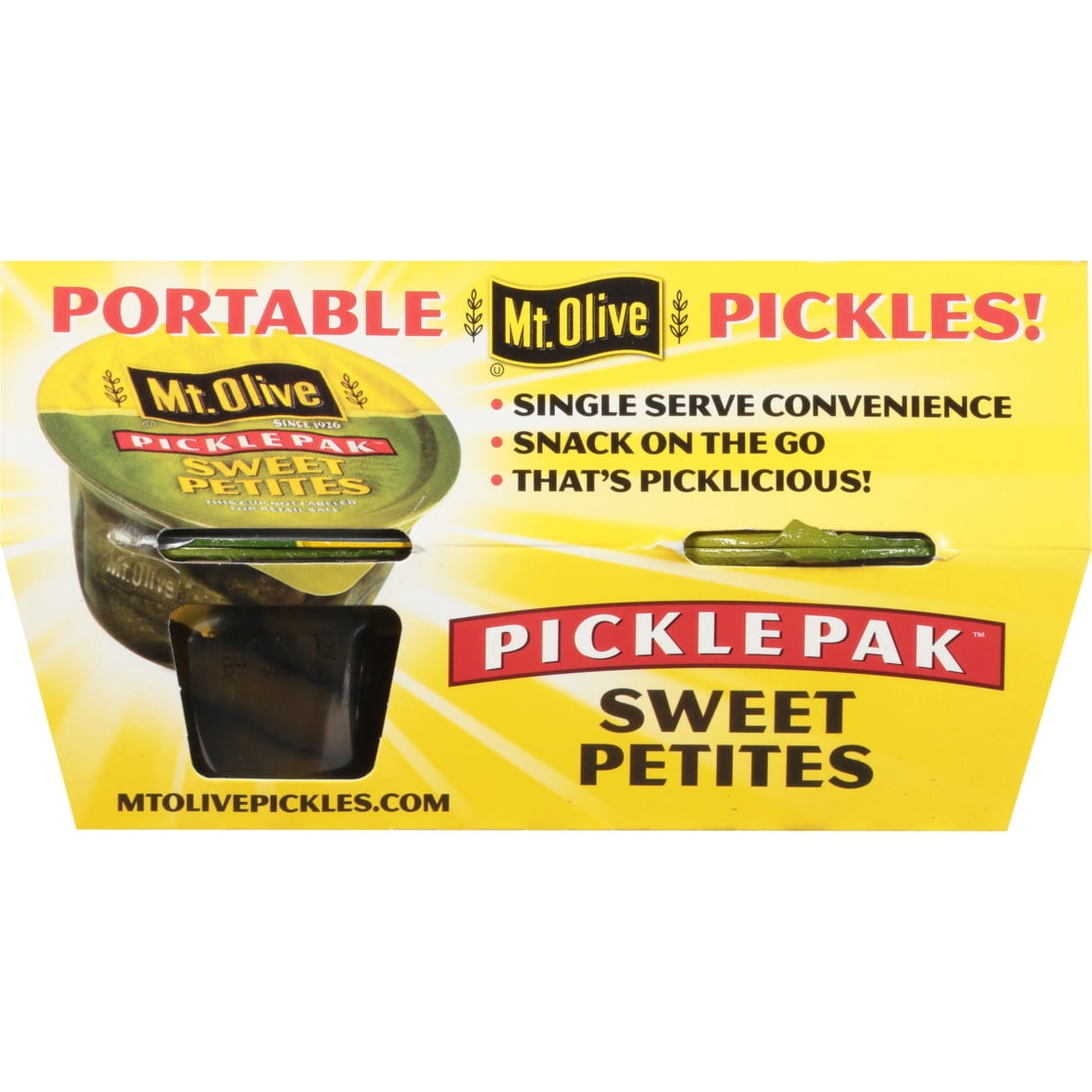 (6 pack) Mt Olive Picklepak Sweet Petites Pickles 4 - 3.7 fl oz Cups
