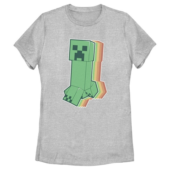 Women's Minecraft Colorful Creeper  Graphic Tee Athletic Heather Small