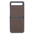 thumbnail image 1 of Funda de teléfono con textura de fibra de carbono para teléfono inteligente Samsung Galaxy Z FLIP con pantalla abatible, color marrón, 1 of 14