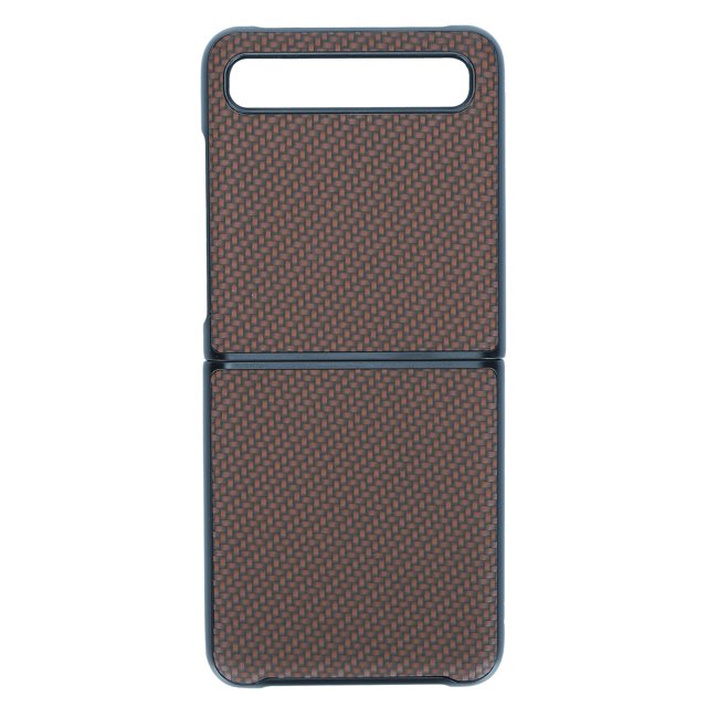 Funda de teléfono con textura de fibra de carbono para teléfono inteligente Samsung Galaxy Z FLIP con pantalla abatible, color marrón