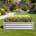 thumbnail image 5 of Tcbosik 4x2x1ft Raised Garden Bed Kit, Metal Raised Planter Bed for Vegetables Flowers, Plant Box for Backyard, Patio, Silver, 5 of 9