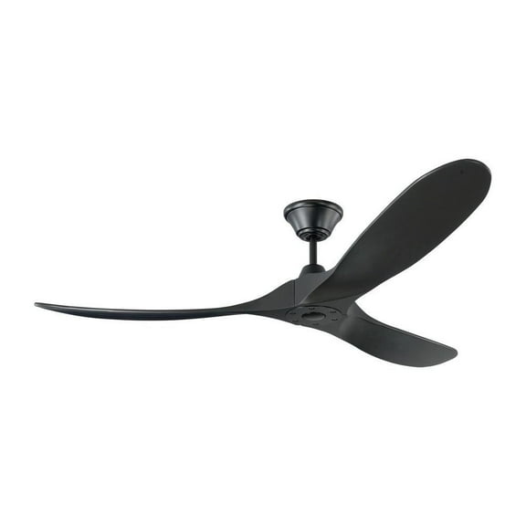 3 Blade Ceiling Fan with Handheld Control in Contemporary Style 60 inches Wide By 11.7 inches High-Matte Black Finish-Black Blade Color Bailey Street