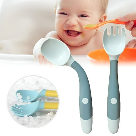 ACDANC Toddler Utensils Baby Spoon and Fork Set for Self-Feeding Learning Bendable Handle Silverware for Kids