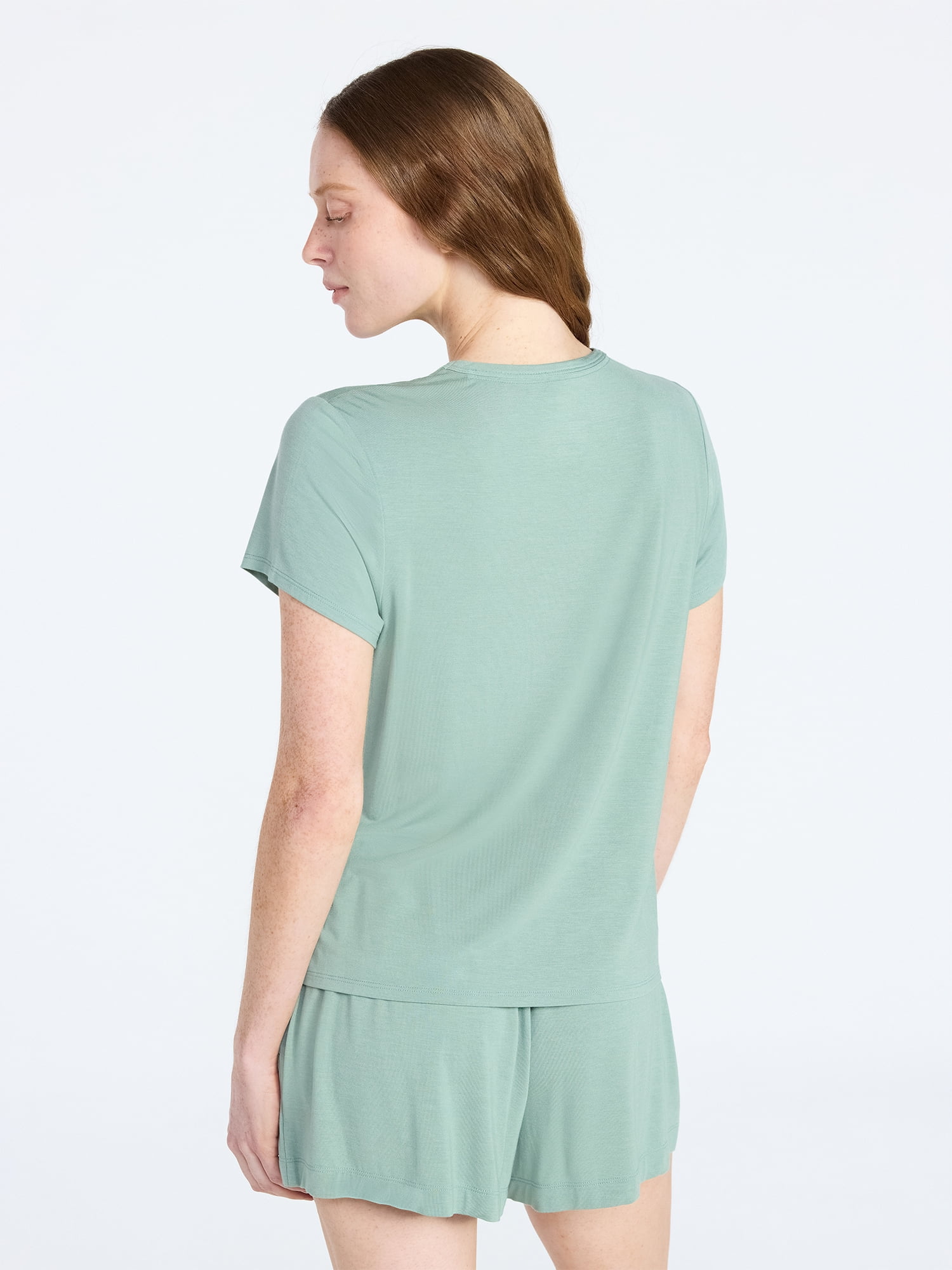 Joyspun Women’s Scoop Neck Sleepwear Modal Tee with Short Sleeves, Sizes S-3X