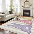 thumbnail image 2 of 6x9 Area Rugs for Living Room, Happy Easter Bunny Non Slip Area Rugs for Kitchen Bedroom Entryway, Striped Polka Dot Rabbits Farmhouse Washable Carpet Runner Rug Floor Mats for Bedroom Home Decor, 2 of 9