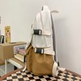 thumbnail image 1 of Mochila para mujer Bolsas de libros de colores en contraste para adolescentes con colgante (Blanco), 1 of 8