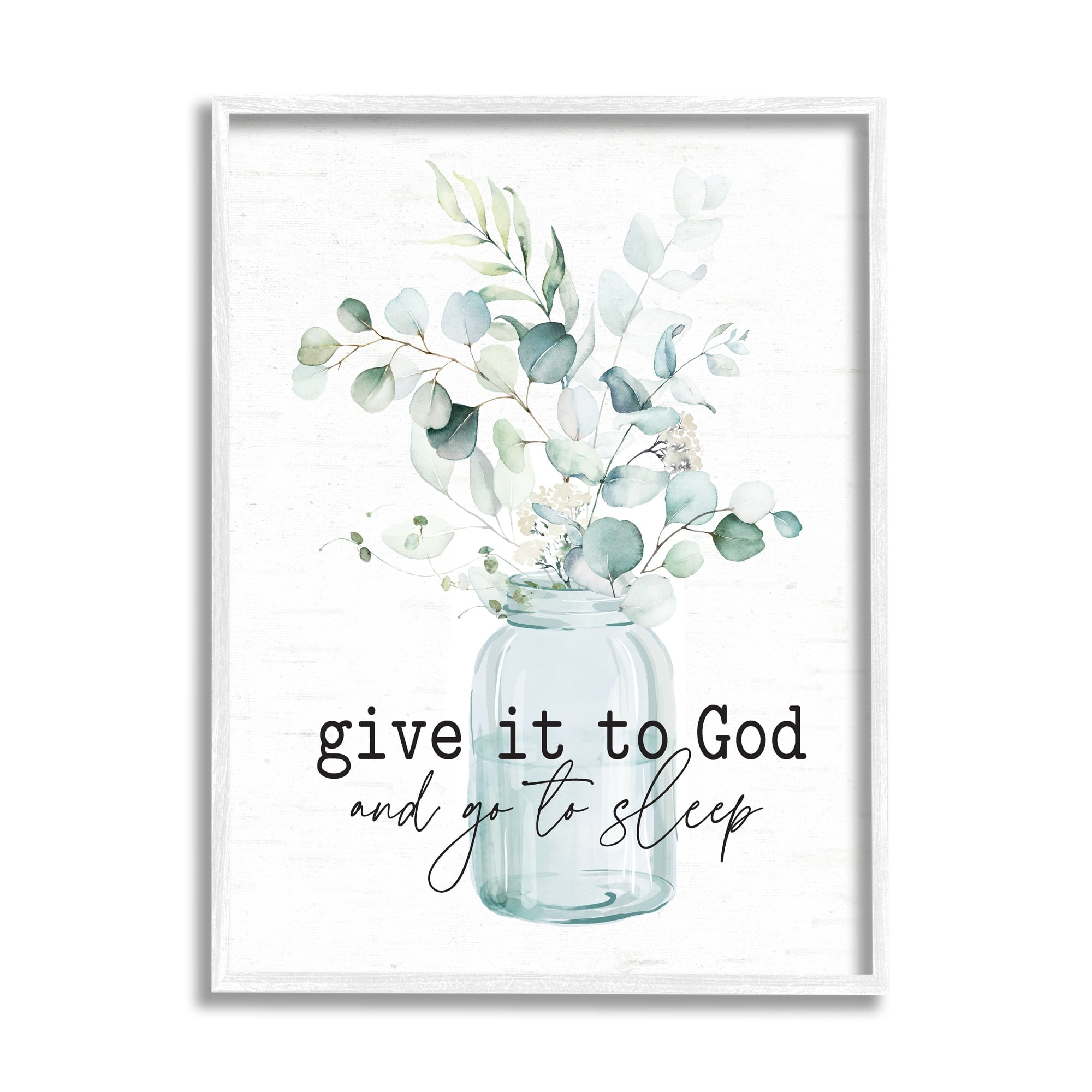 Stupell Industries Give It To God Varied Botanical Plants Bouquet Graphic Art White Framed Art Print Wall Art, Design by Lettered and Lined