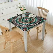 nygtbtfer Whimsy Tie Dye Flannel Backed Vinyl Tablecloth, Rectangle, Colorful Geometric Vinyl Tablecloth with Flannel Backing