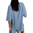 thumbnail image 6 of YATELLE Womens Shorts Sets 2 Piece Outfits Summer 2025 Half Sleeve Crew Neck Cotton Lounge Sets Matching Clothing, 6 of 6