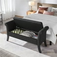 thumbnail image 5 of Alden Design Modern Fabric Tufted Storage Bench with Rolled Arms for Home, Black, 5 of 6