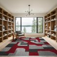 thumbnail image 2 of ODIKA 9'x12' Washable Area Rug Non-Shedding, Easy Care Geometric Abstract Squares Asymmetric Block Mosaic Long Border for Master Suite, California King, Under Bed, 2 of 7